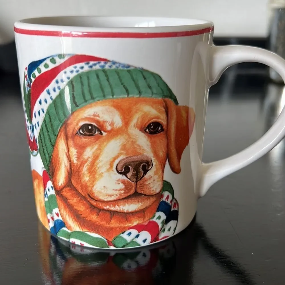 Williams Sonoma Winter Dog Lab Replacement Coffee Mug Tea Cup 8 oz